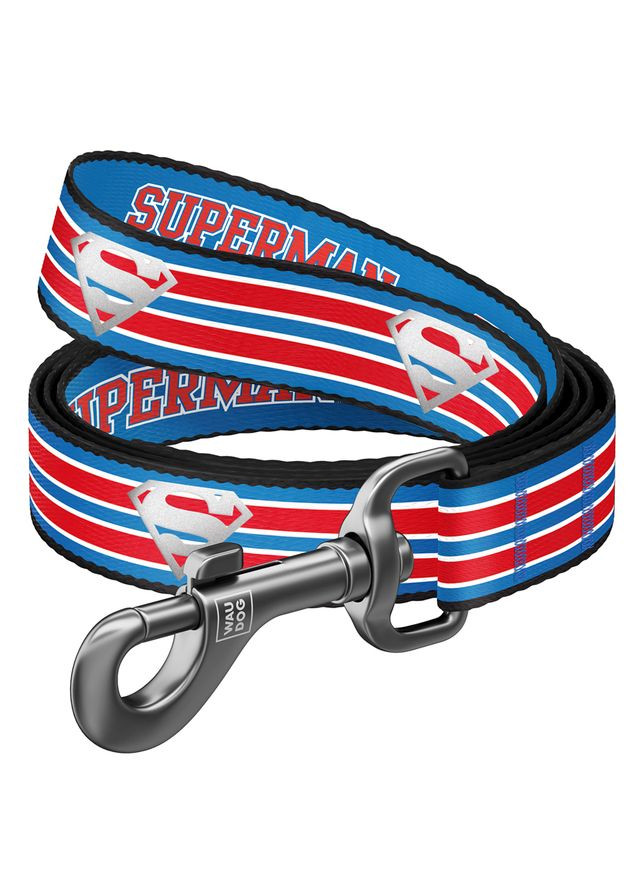 Повідець для собак нейлоновий Nylon світловідбивний, малюнок "Супермен Ретро", L-XXL, ш 25 мм, дл 122 см WAUDOG (330636229)