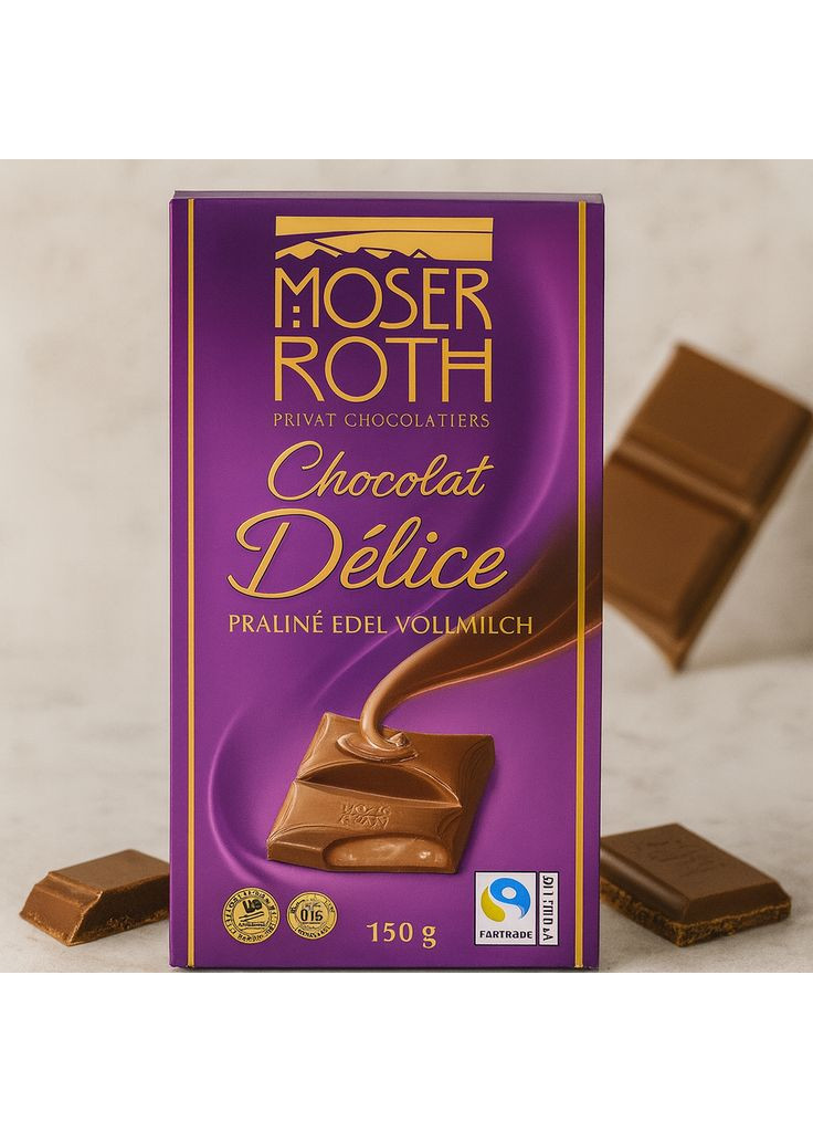 Шоколад Молочный Praline Edel Vollmilch 150 г Германия Moser Roth (346049551)