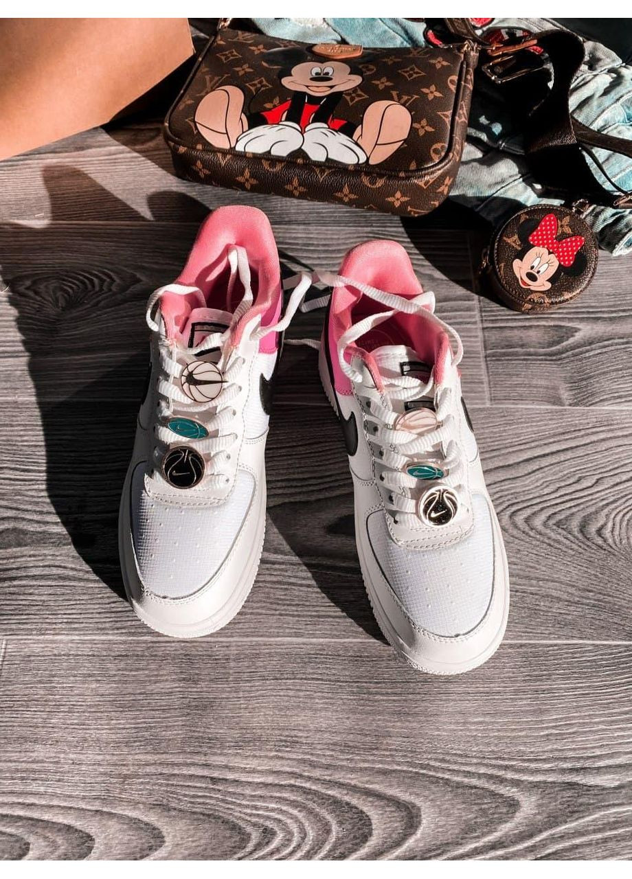 КРОСІВКИ ЖІНОЧІ NIKE AIR FORCE 1 WHITE PINK BLACK НАЙК АІР ФОРС 1 ПРЕМІУМ No Brand рожеві демісезони (367174514)