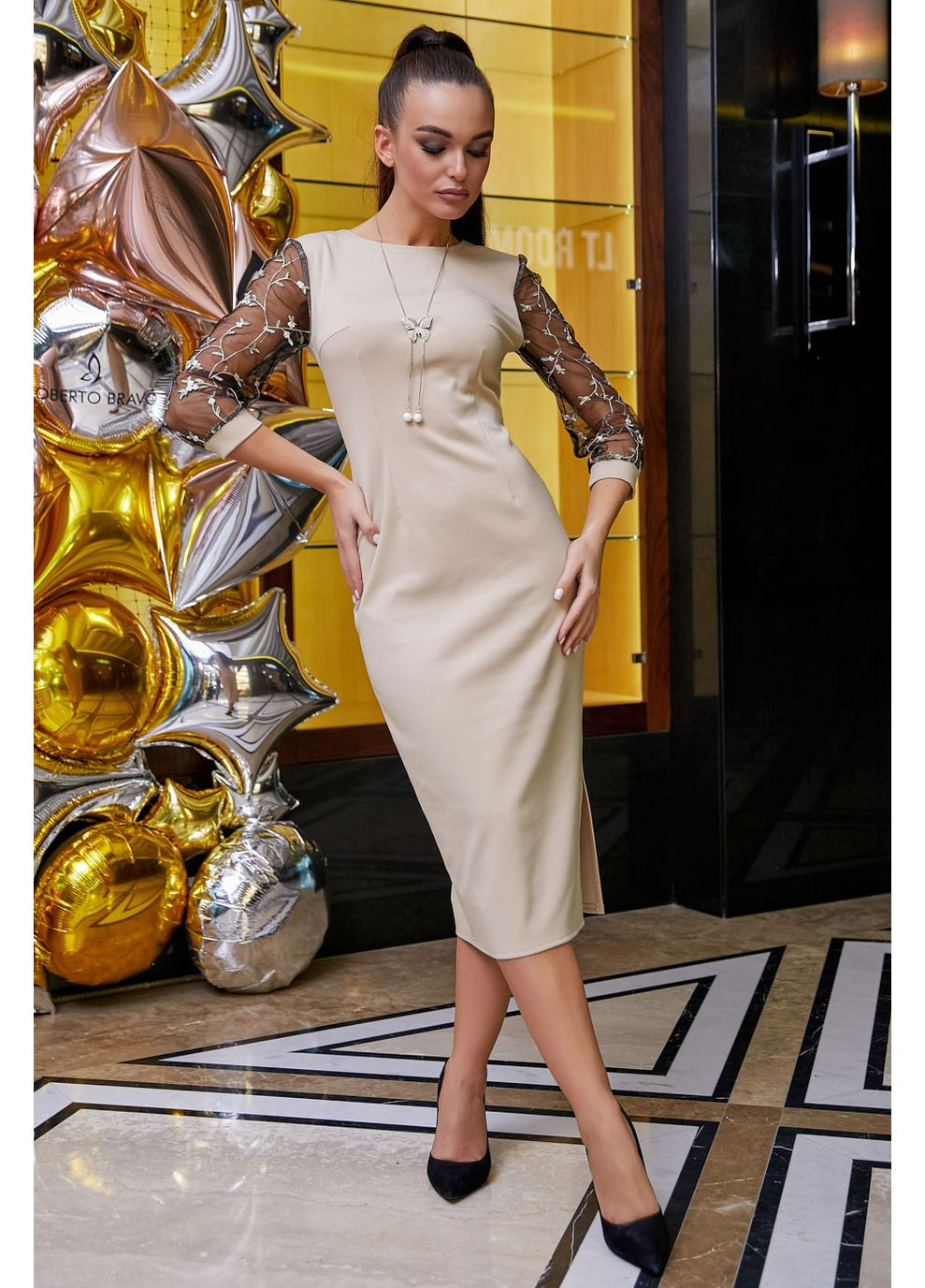 Бежевое платье 1279.3920 Seventeen