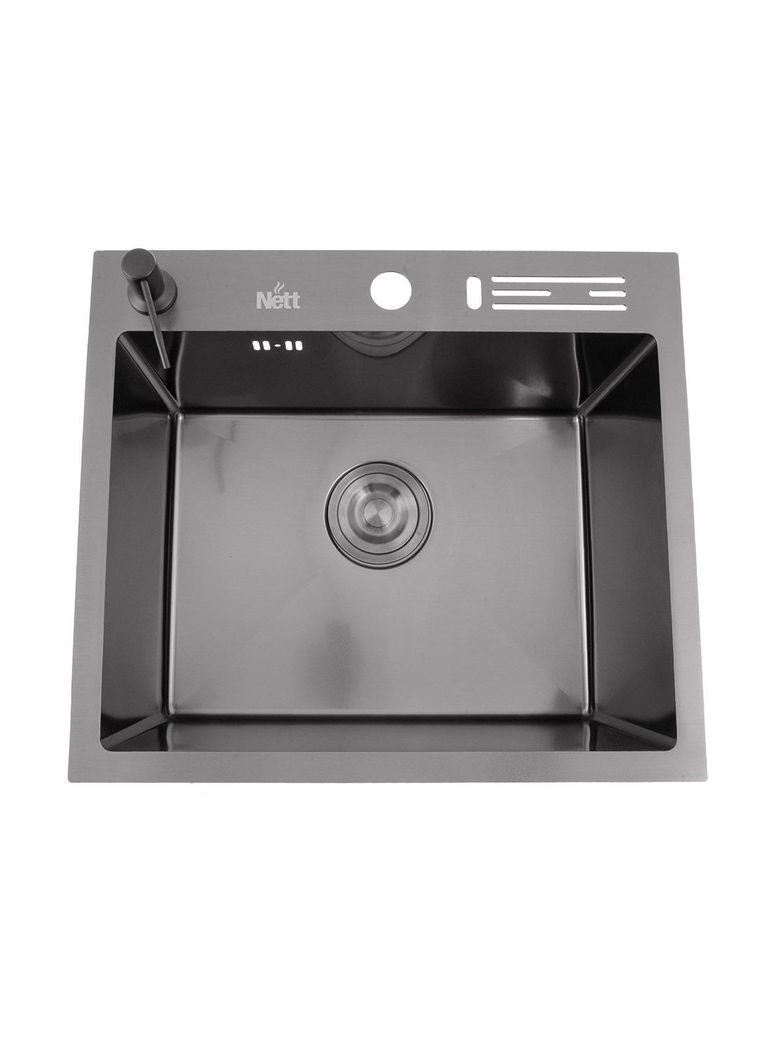 Черная кухонная мойка 45 см накладная из нержавейки Nett NВ-5245 (352730014)