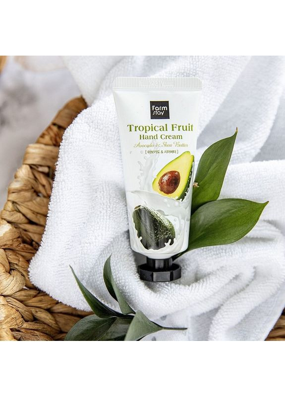 FarmStay Крем для рук с маслом авокадо Tropical Fruit Hand Cream Avocado & Shea Butter, 50 мл — Крем, Южная Корея (362458423)