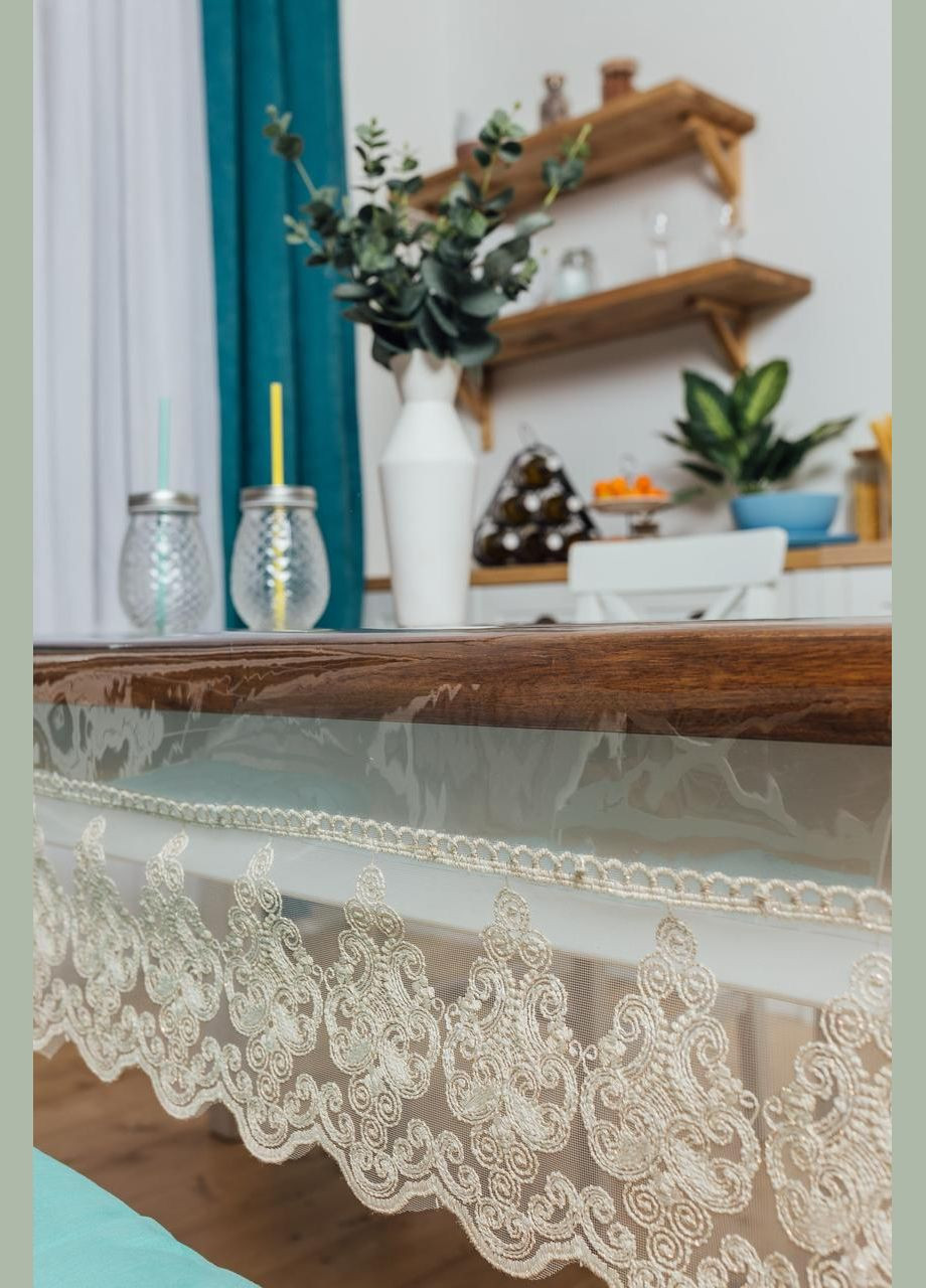 Силиконовая скатерть Бежевое Широкое Кружево 90*80см Royal House (315144648)