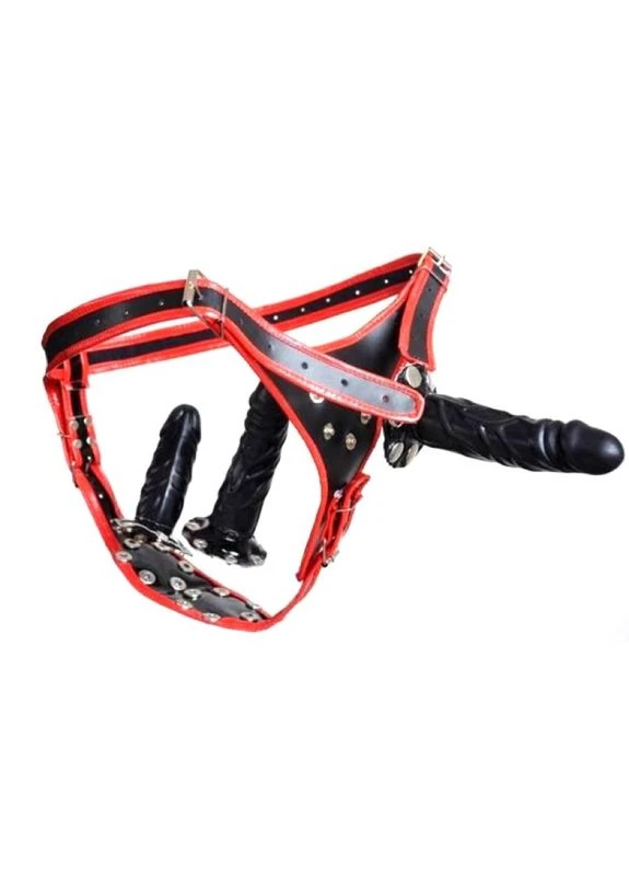 Страпон с тремя фаллоимитаторами Strap on Three Removable Bdsm4u (384247281)