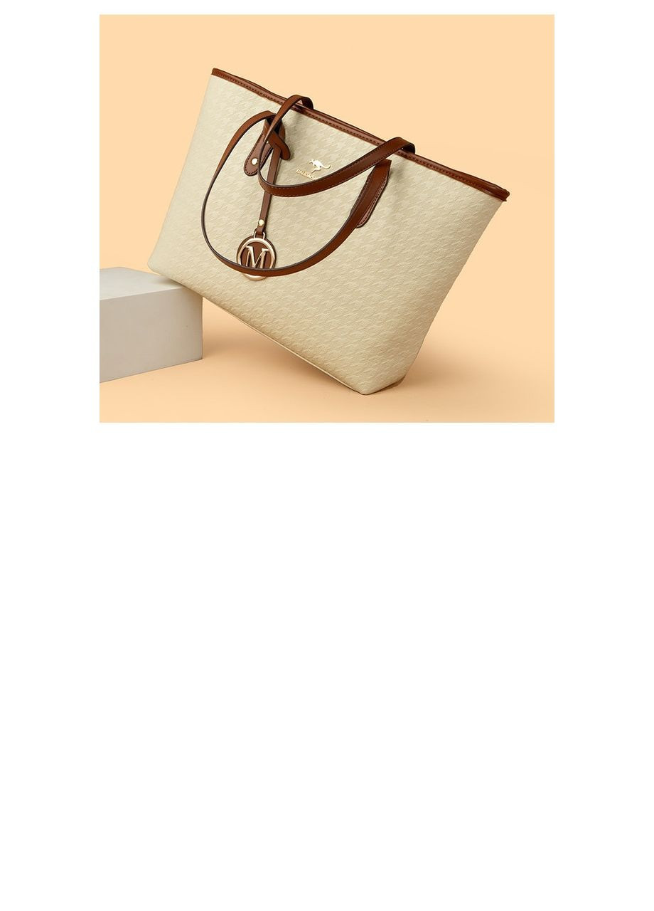 Сумка великої місткості шкіряна бежева з гаманцем в комплекті КиП (334671914)