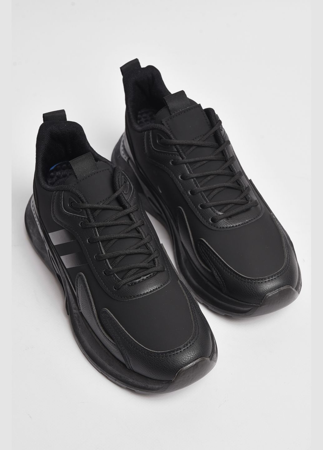 Черные демисезонные кроссовки мужские черного цвета на шнуровке Let's Shop
