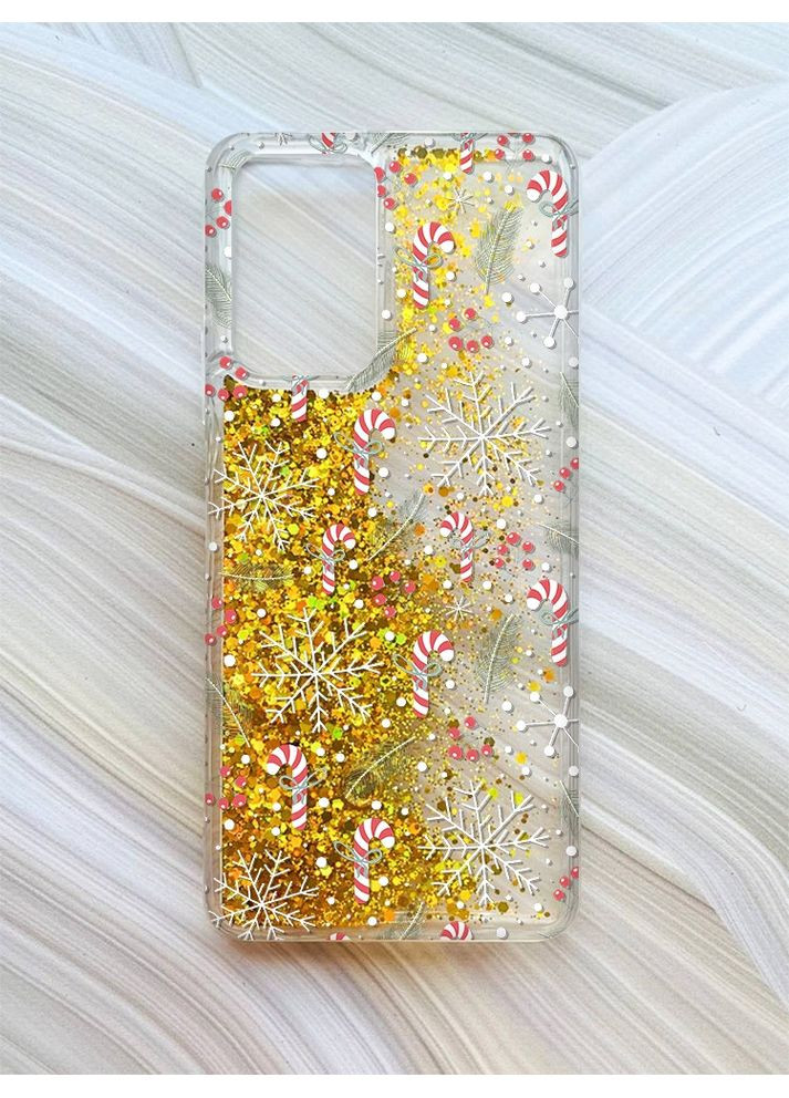 Чохол з плаваючими блискітками для Xiaomi Redmi Note 10 Pro/10 Pro Max Золотий Новорічний фон (принт 199) CASE CONTROL (362962900)