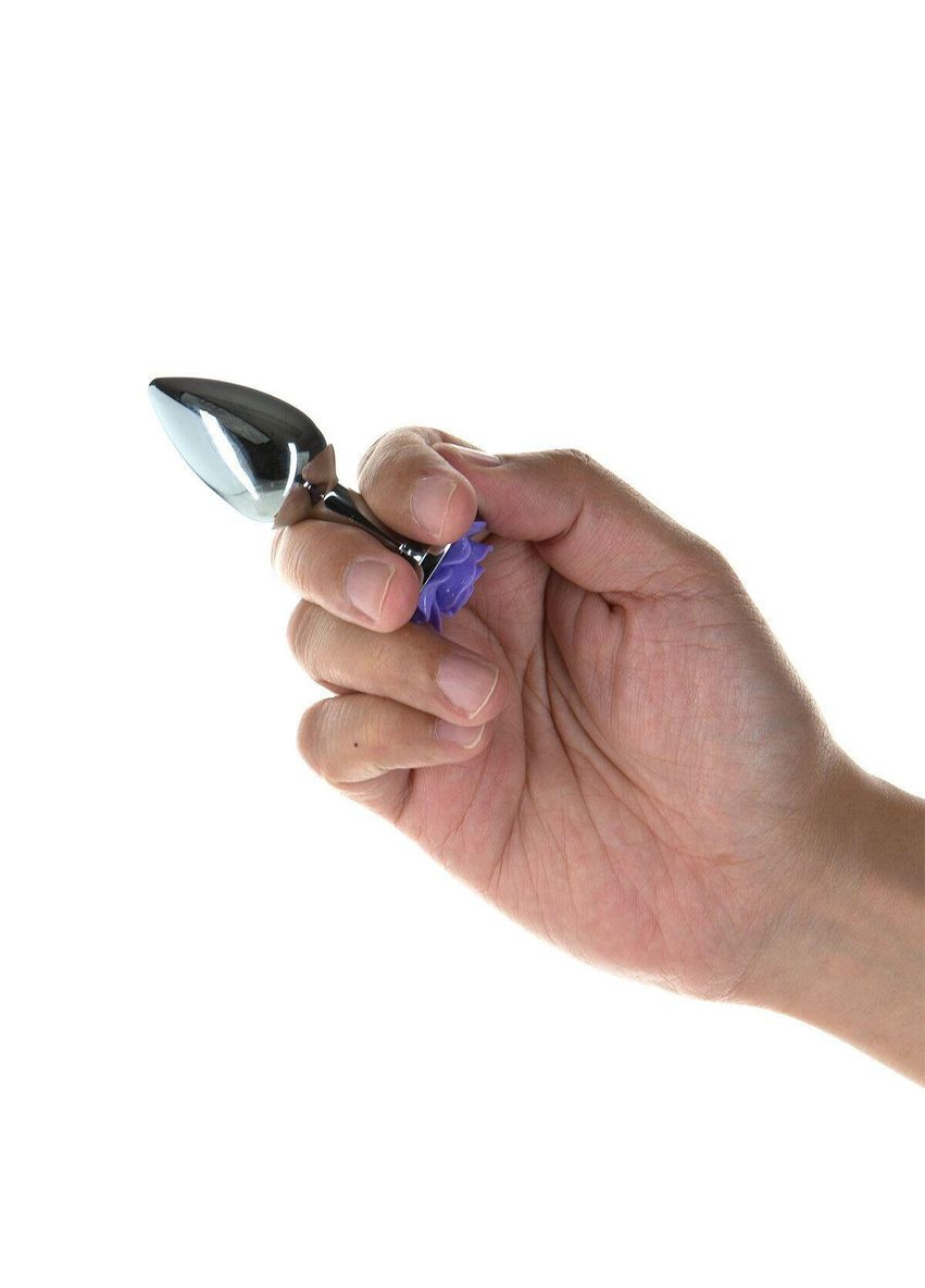 Металева анальна пробка з трояндою - Rose Anal Plug - Purple, віброкуля в подарунок Lux Active (293959607)