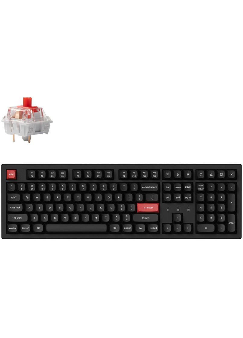 Клавіатура механічна K10 PRO 100Key, K pro Red, WL/BT/USB-A, QMK, EN/UKR, White Led, чорний Keychron (367854273)