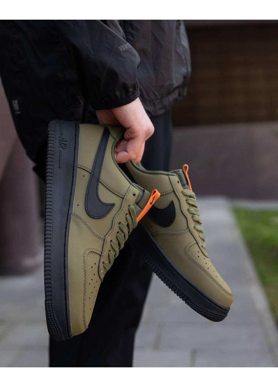КРОССОВКИ ЖЕНСКИЕ NIKE AIR FORCE 1 07 LOW KHAKI НАЙК АИР ФОРС 1 ПРЕМИУМ No Brand чёрные демисезоны (367167854)