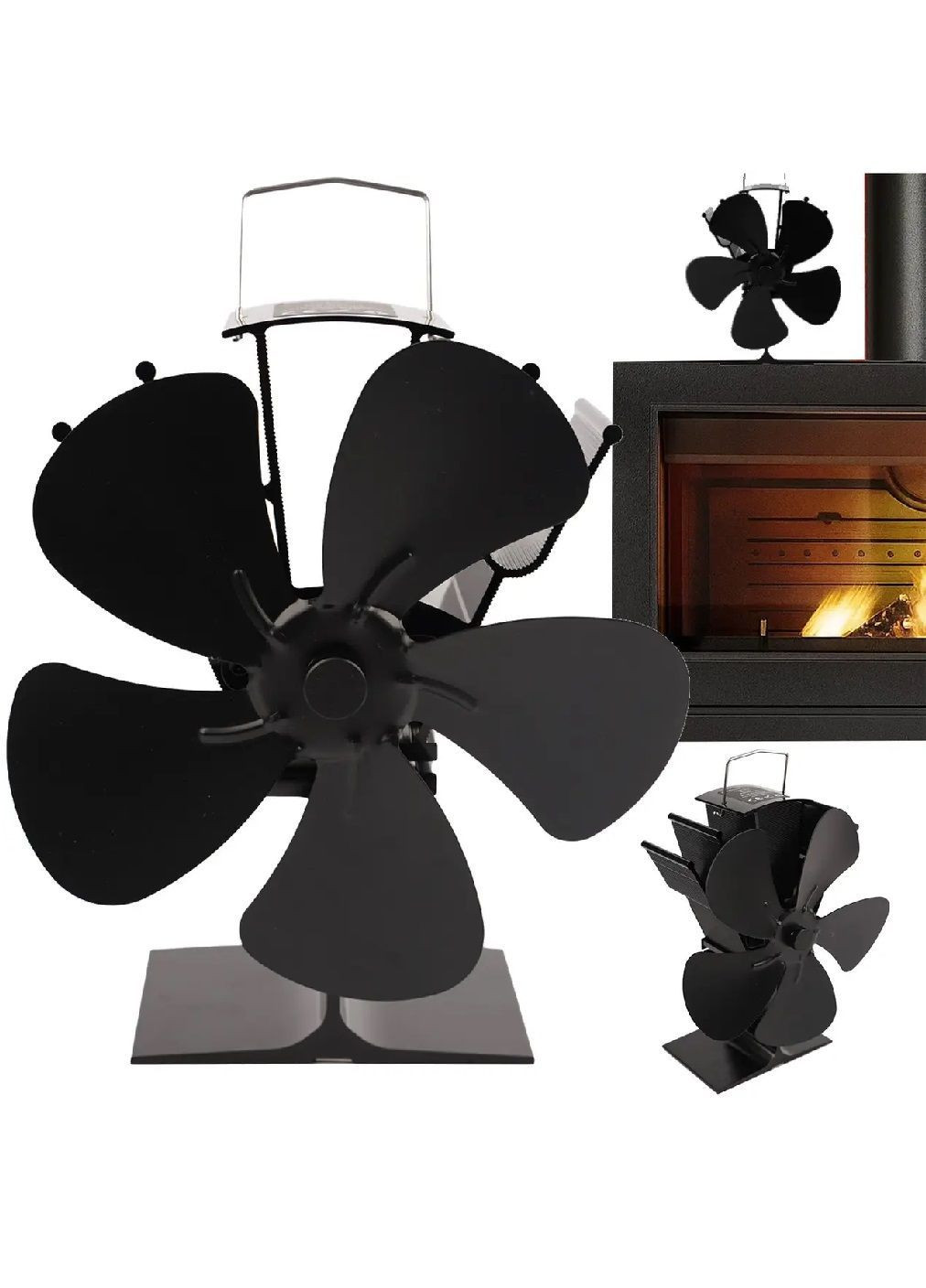 Камінний вентилятор з роботою від термоелектричного модуля 5 лопатей 60–345°C 16,3×9,5×22 см (481657-Prob) Unbranded (364630278)