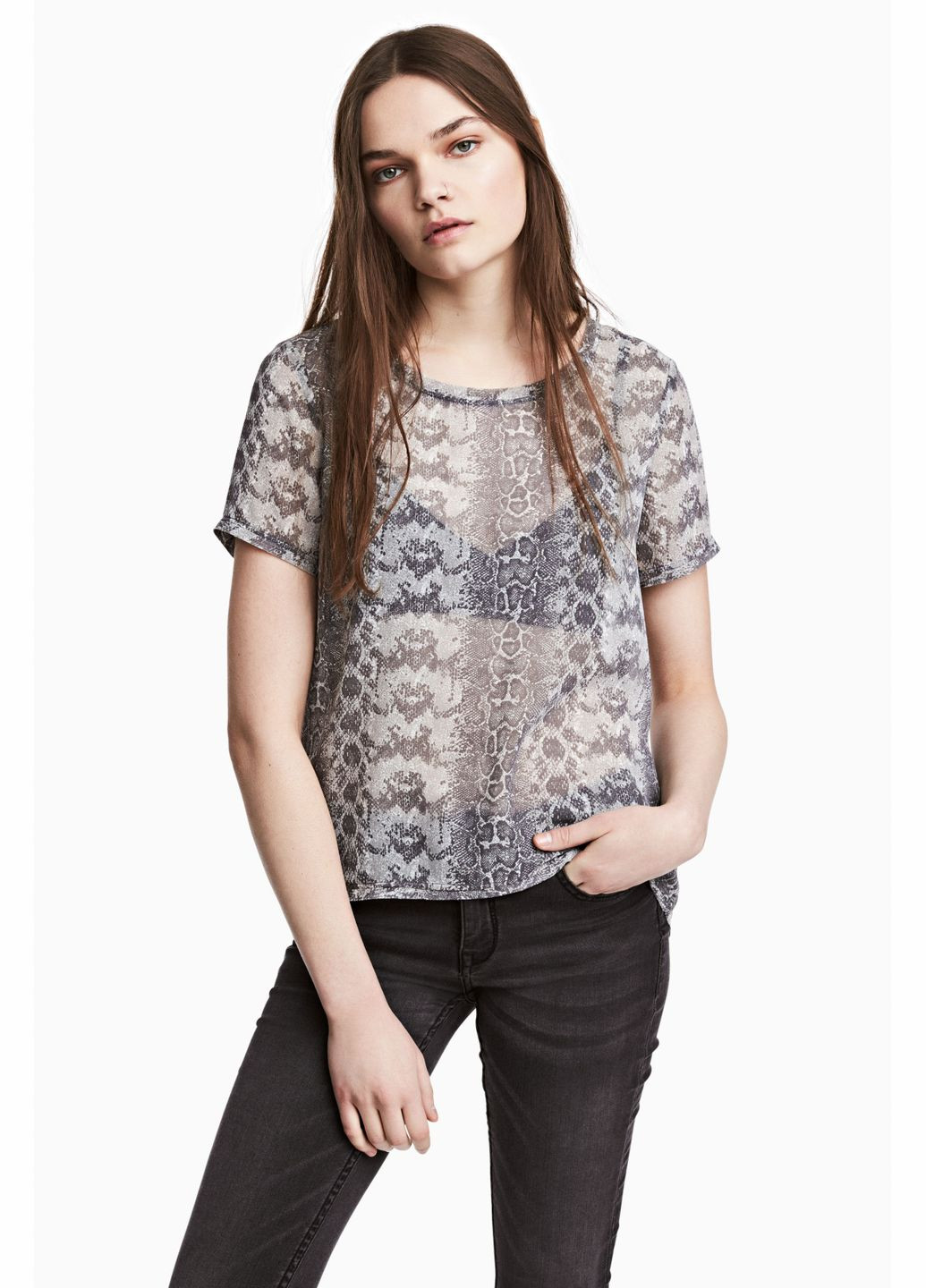 Сіра блуза літо,сірий в візерунки, H&M