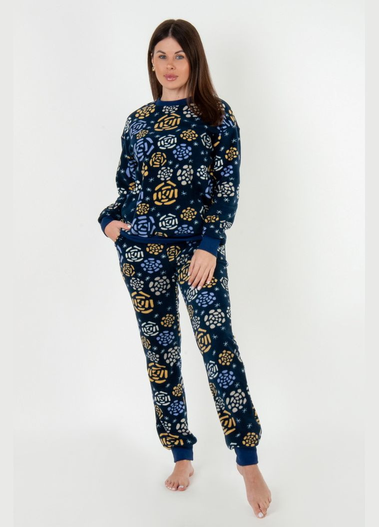 Комбинированная всесезон пижама женская 09-3342-28 узоры на синем Авекстекс