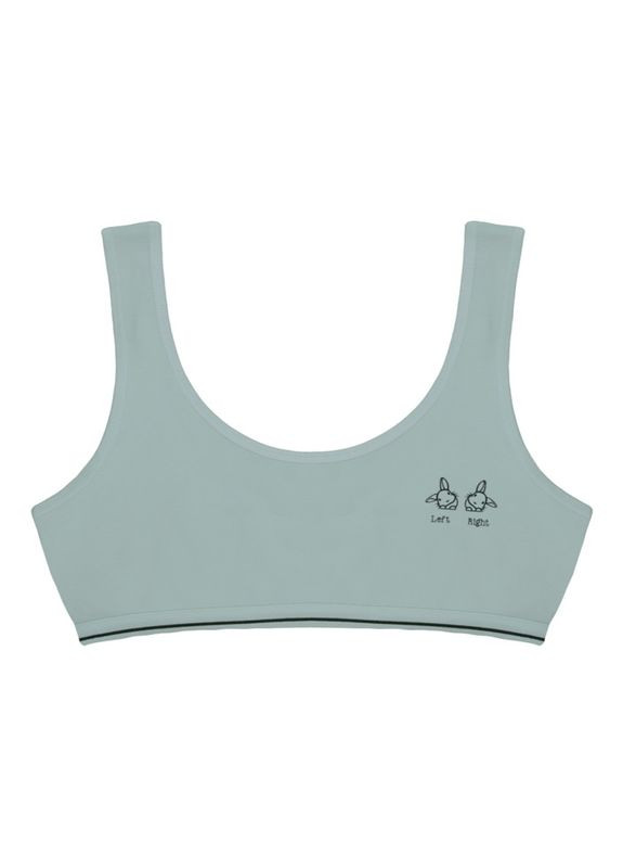 Светло-бирюзовый подростковый топ с надписью left right на широких бретельках Donella хлопок