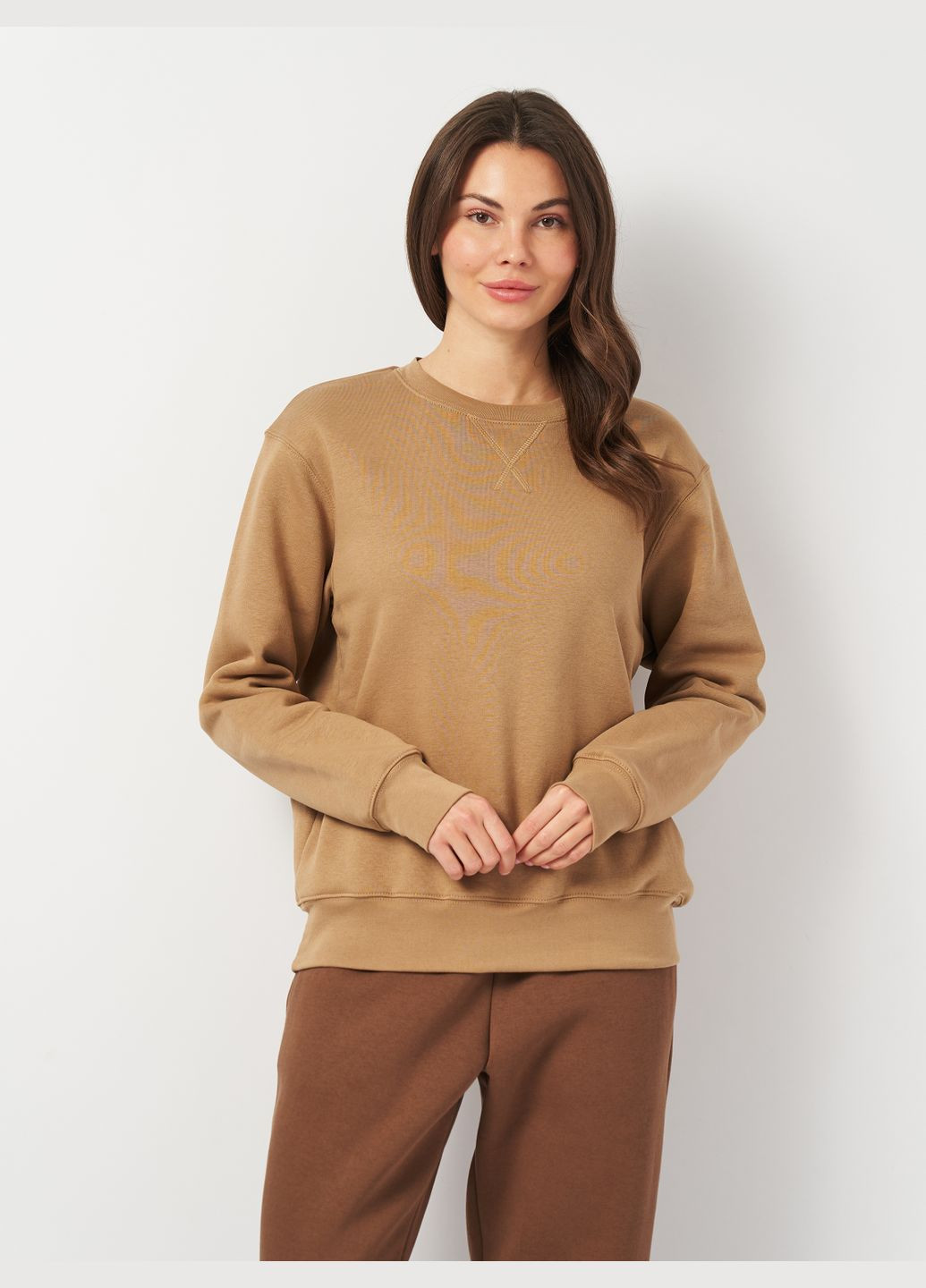 Темно-бежевый свитшот женский утепленный Роза однотонный (312021814)