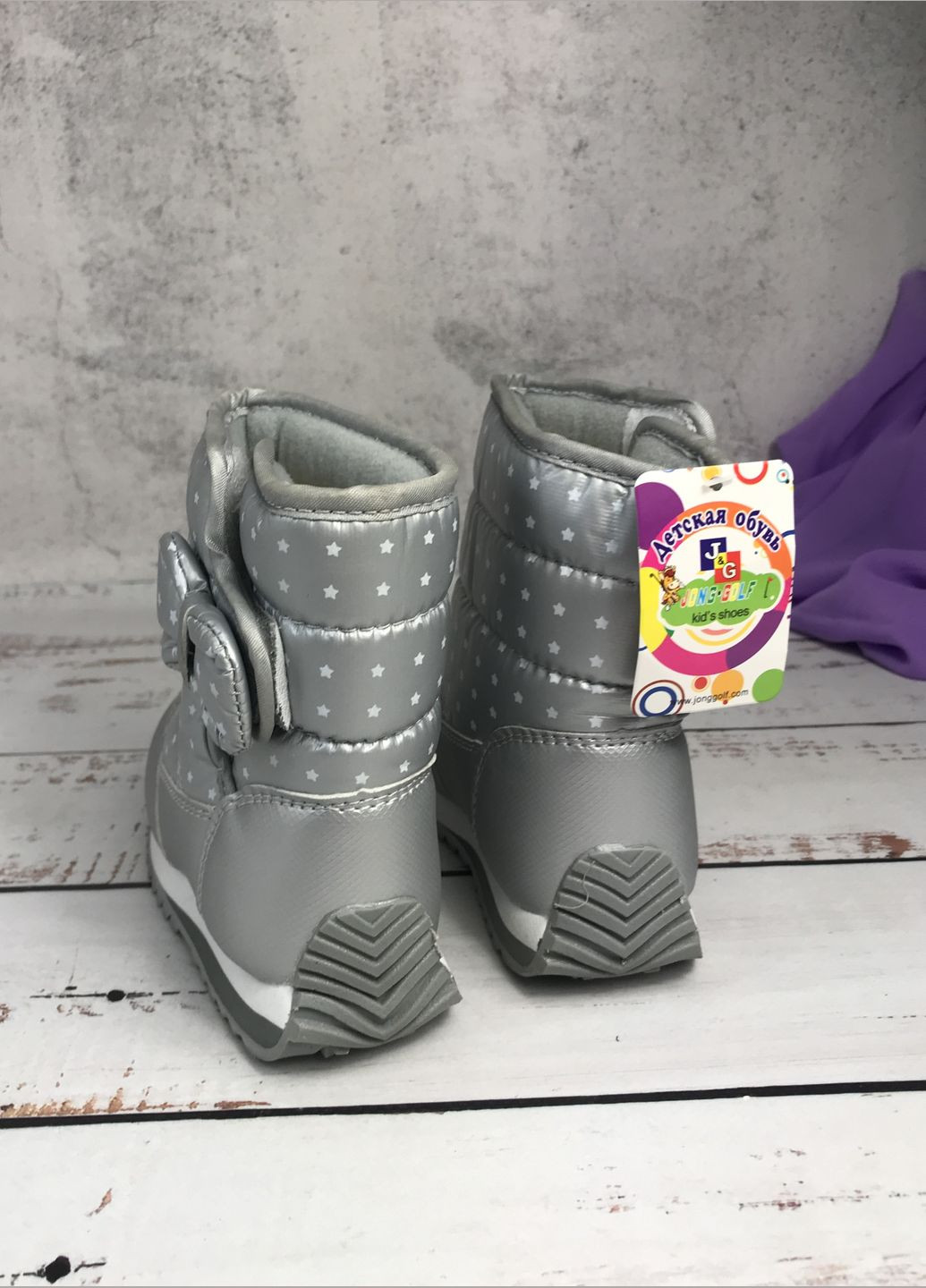 Чоботи дутики зимові дитячі на дівчинку Сірий (451) Jong Golf (347236371)