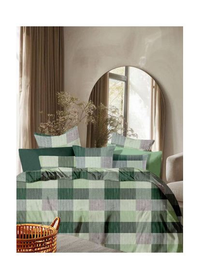 Двуспальный комплект постельного белья Green 100% Хлопок 180х220 см (Bl2-7748) Vital-Textile (367087786)