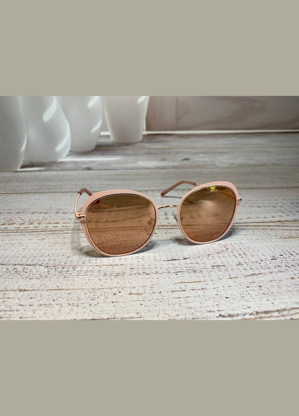 Очки женские солнцезащитные бежевого цвета круглые LIGHT (315889438)