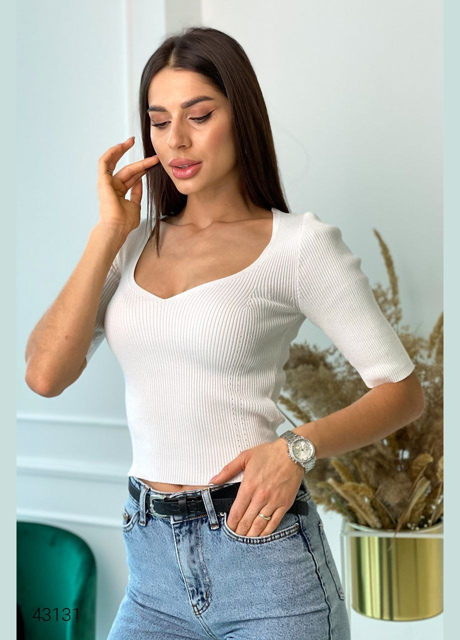 Белый демисезонный джемпер женский с короткими рукавами джемпер Liton