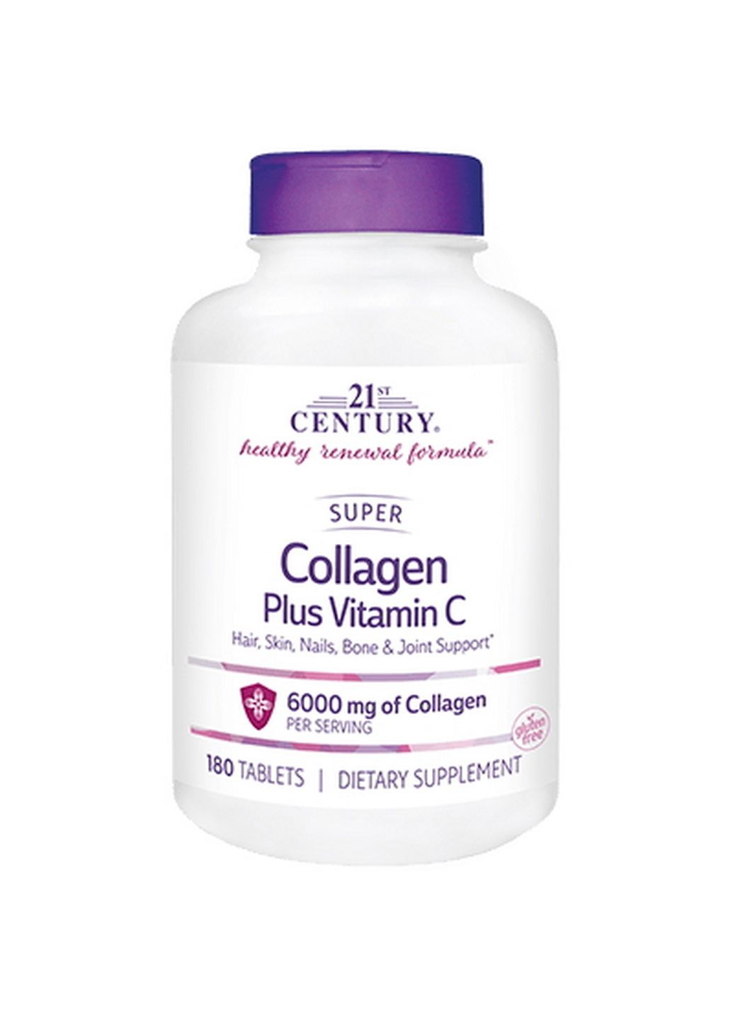 Препарат для суставов и связок Super Collagen Plus Vitamin C 6000 mg, 180 таблеток 21st Century (293338700)