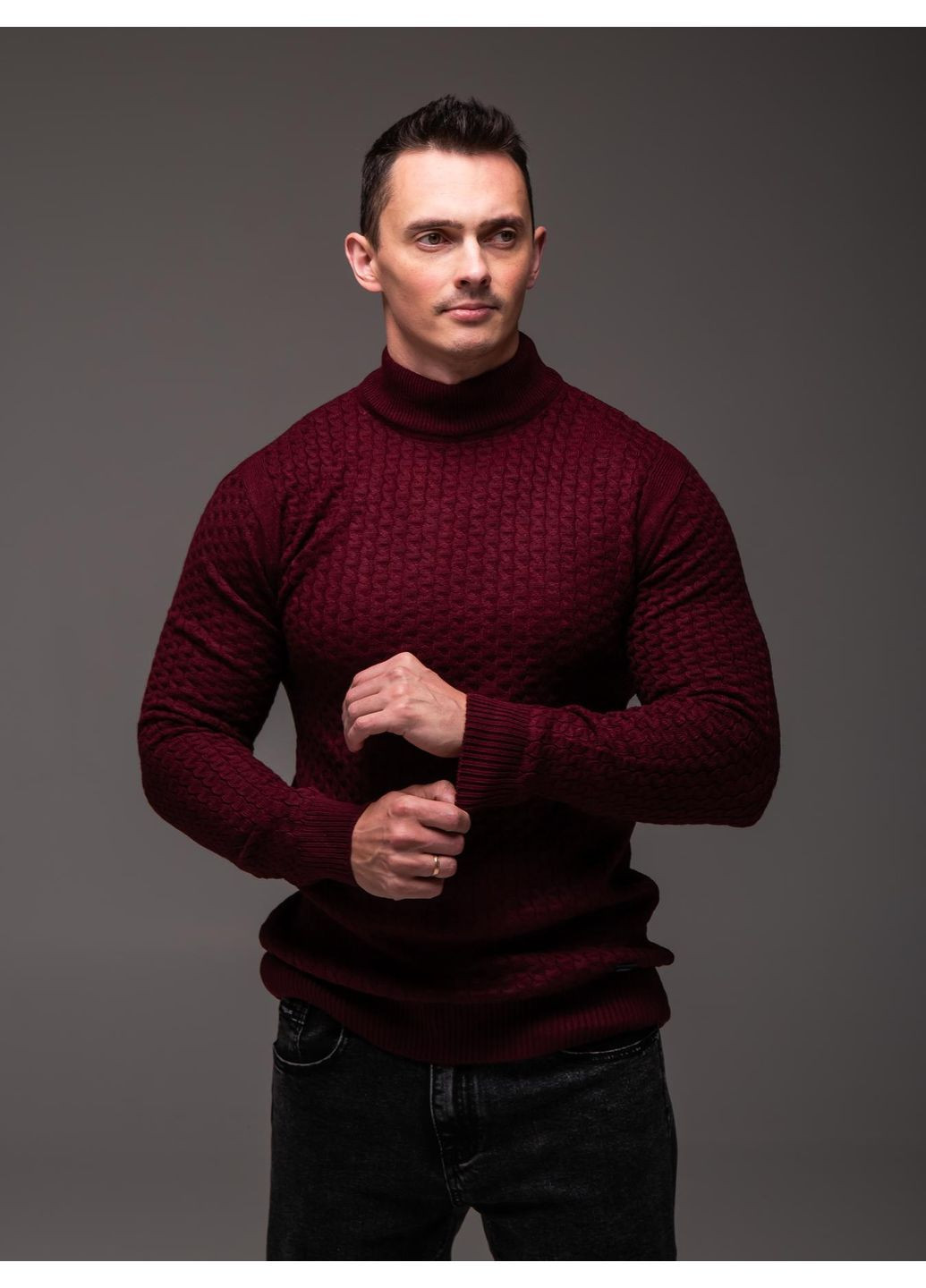 Бордовий демісезонний светр чоловічий джемпер No Brand