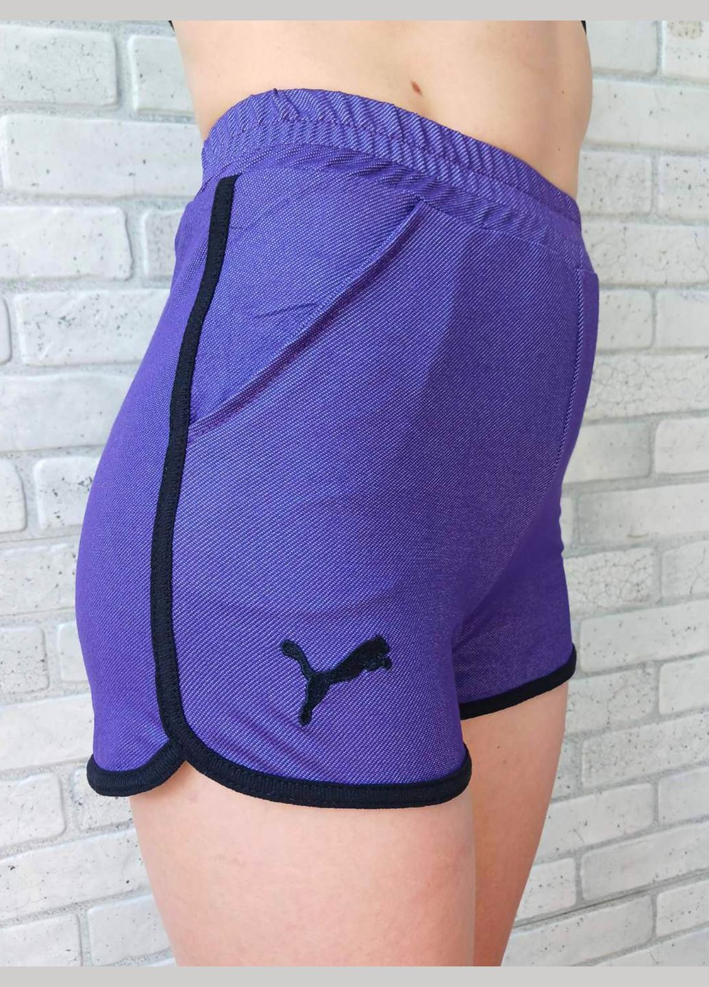 Спортивні шорти короткі літні з кишенями для підлітка вишивка (колір бузковий), стрейч джинс No Brand (319616435)