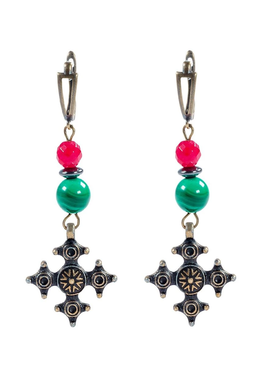 Сережки "Орден" Малахіт, Кварц Fursa fashion (368561609)