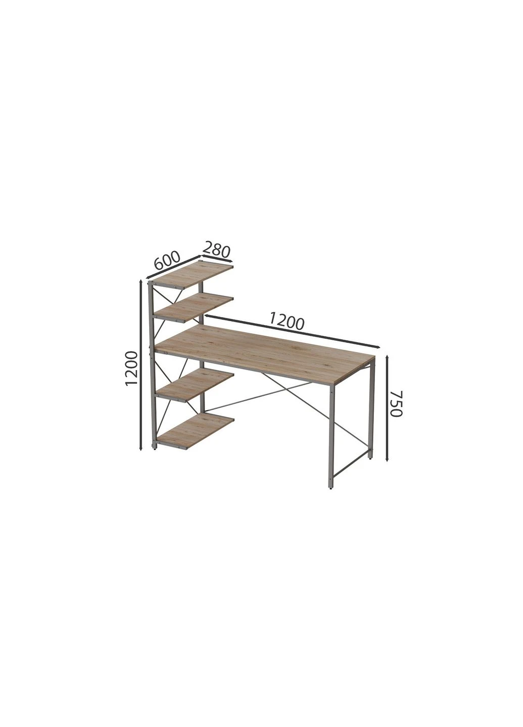Компьютерный стол Джек 75x120x60 ДСП Дуб Сан-Марино (FRD-104394) Ferrum-decor (398957501)