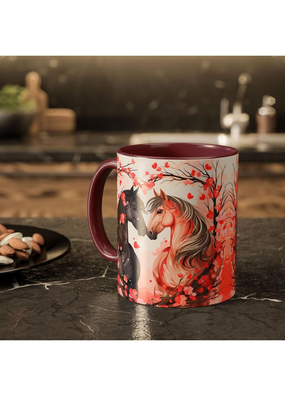 Керамическая чашка с дизайном "Пара лошадей" No Brand (368671781)
