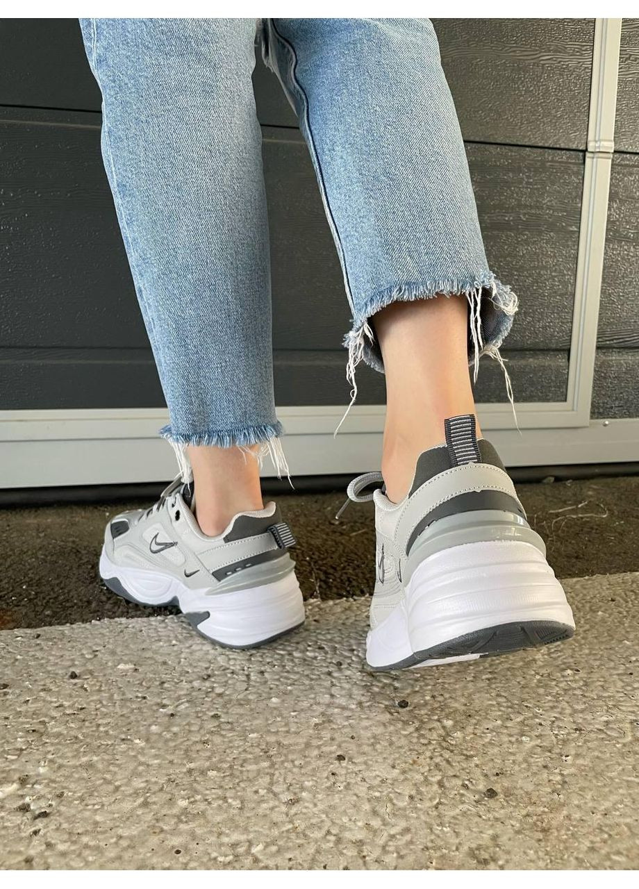 Сірі Осінні кросівки чоловічі nike m2k tekno grey white 2 найк м2к текно No Brand