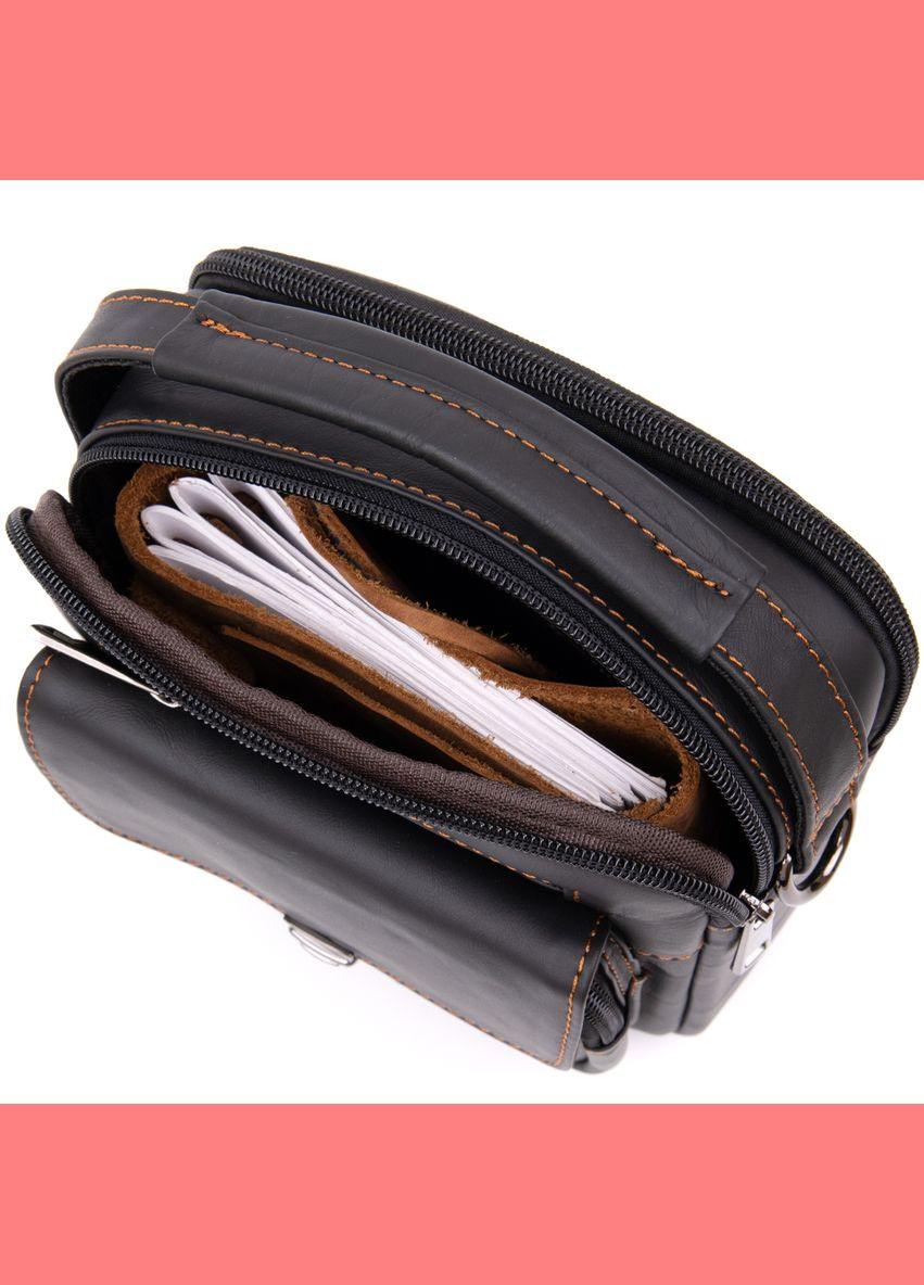 Сумка чоловіча через плече шкіряна на два відділення 20395 Чорний Vintage (302009126)