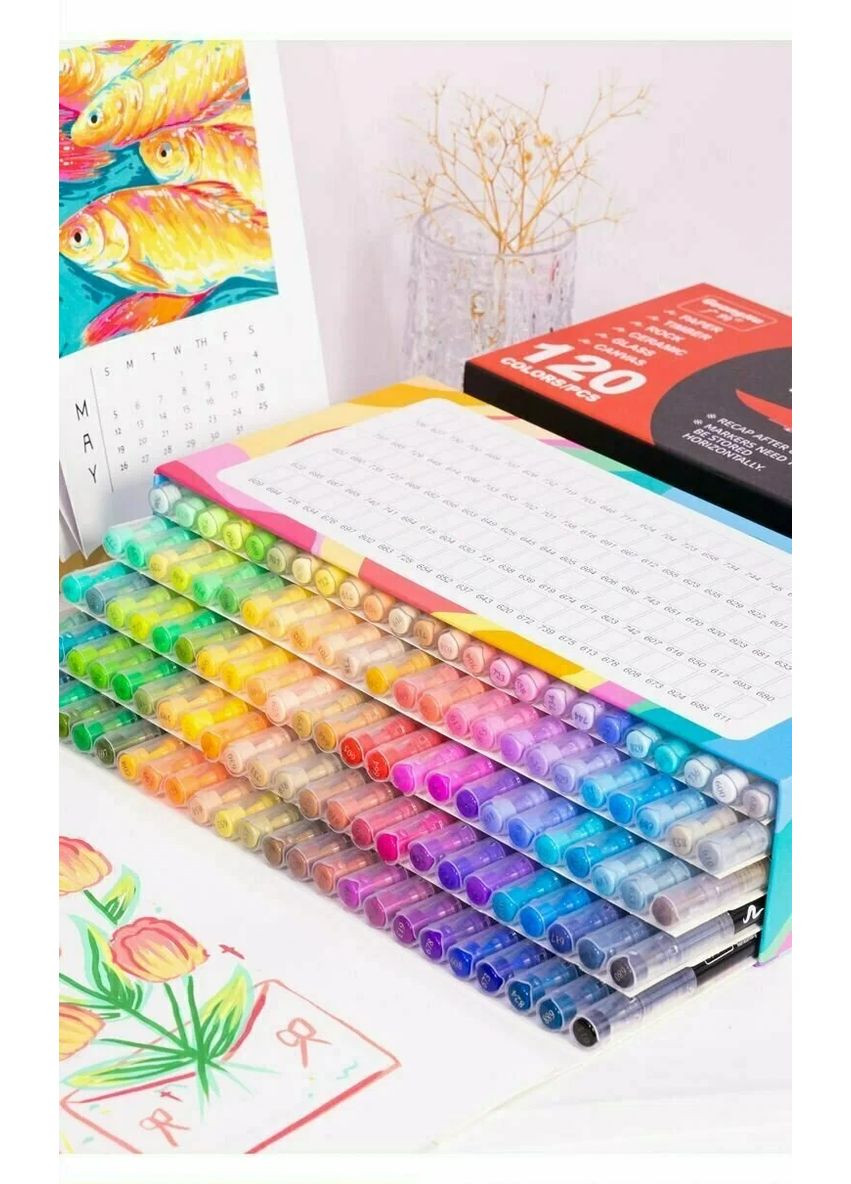 Набір акрилових маркерів GuangNa 8101 на 12 кольорів фломастери для розмальовок Дісней на водній основі Гуангна No Brand (353850247)