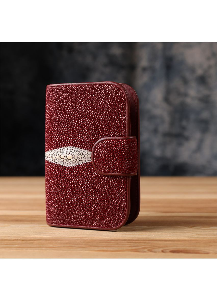Кошелек женский 18092 из натуральной кожи морского ската Бордовый Stingray Leather (356129904)