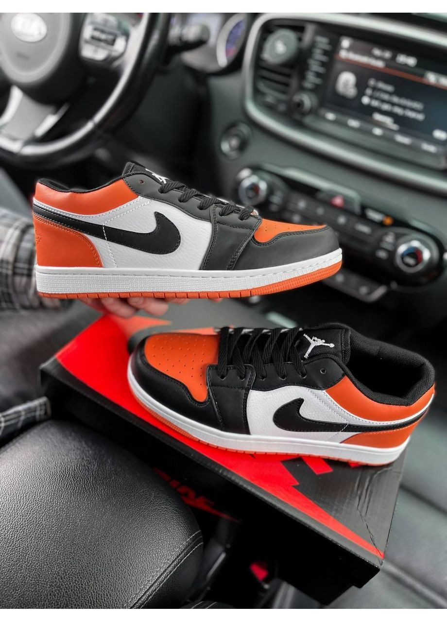 Черные демисезонные кроссовки мужские nike air jordan 1 low orange white black найк аир джордан No Brand