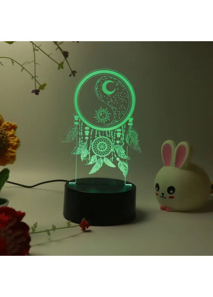 3D ночник "Ловец снов" с RGB LED-подсветкой - акриловая лампа с эффектом гравировки. No Brand (358694008)