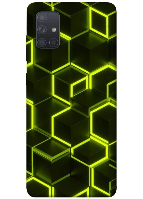 Чехол с принтом для Samsung Galaxy A71 / для Samsung галакси А71 Neon hexagon No Brand (338614637)