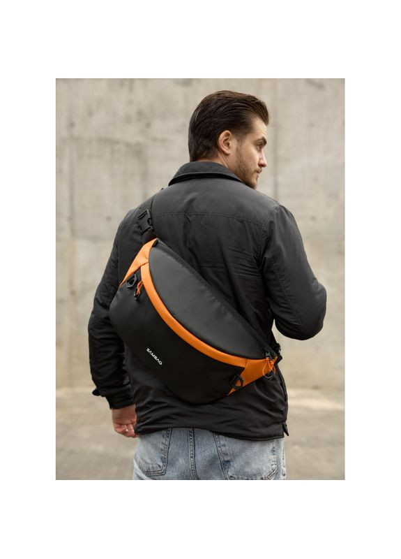 Мужская сумка-бананка под ноутбук Urban Laptop черно-оранжевая. Sambag (367041242)