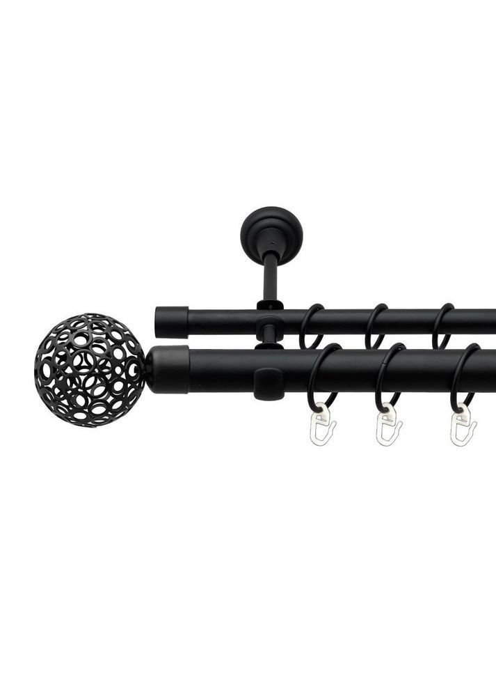 Карниз Савона металевий дворядний відкритий гладка труба Чорний Оксамит 25\16 мм 200 см (00-00020845) ORVIT (300687882)