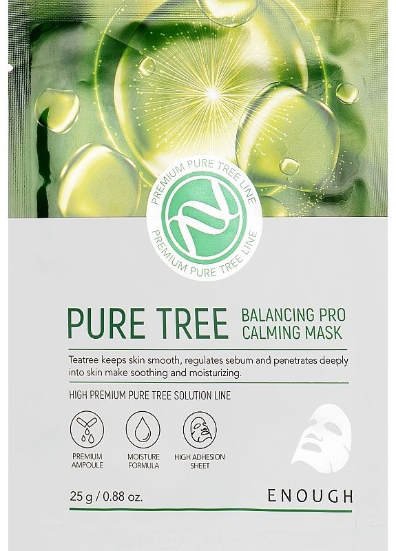 Тканевая маска с экстрактом чайного дерева Pure Tree Balancing Pro Calming Mask 25g (2-1015234) ENOUGH (369795195)