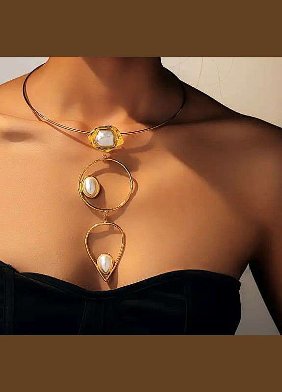 Бижутерия стильный чокер с длинной подвеской No Brand металл (347250694)