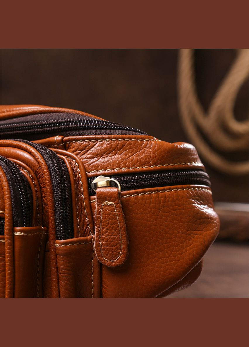 Поясная cумка мужская флотар 14944 Рыжая Vintage (298921051)