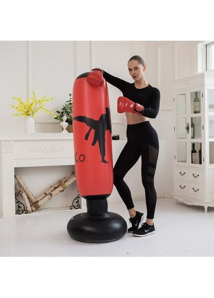 Надувна боксерська груша 1,6 м Червона для дітей і дорослих, водоналивна та компактна, ПВХ No Brand (362682235)