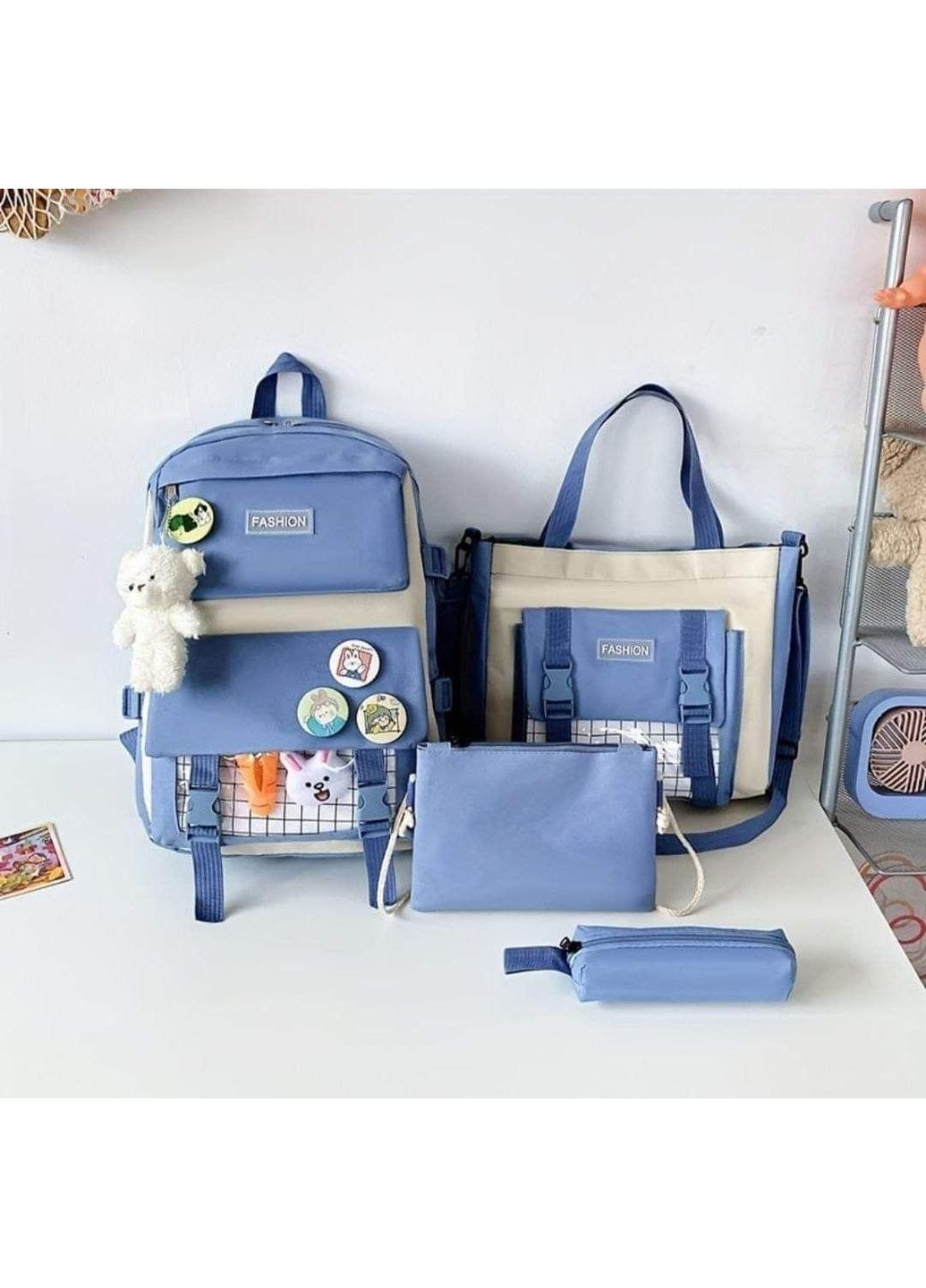 Комплект рюкзаків 4 в 1 — рюкзак, сумка для взуття, пенал, сумочка No Brand (366817592)