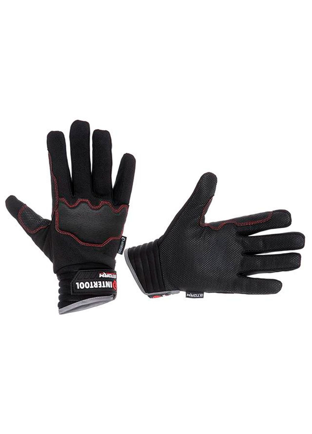 Рукавиці робочі захисні спандекс із протиковзним покриттям розмір чорні (1 пара) Intertool (332202759)