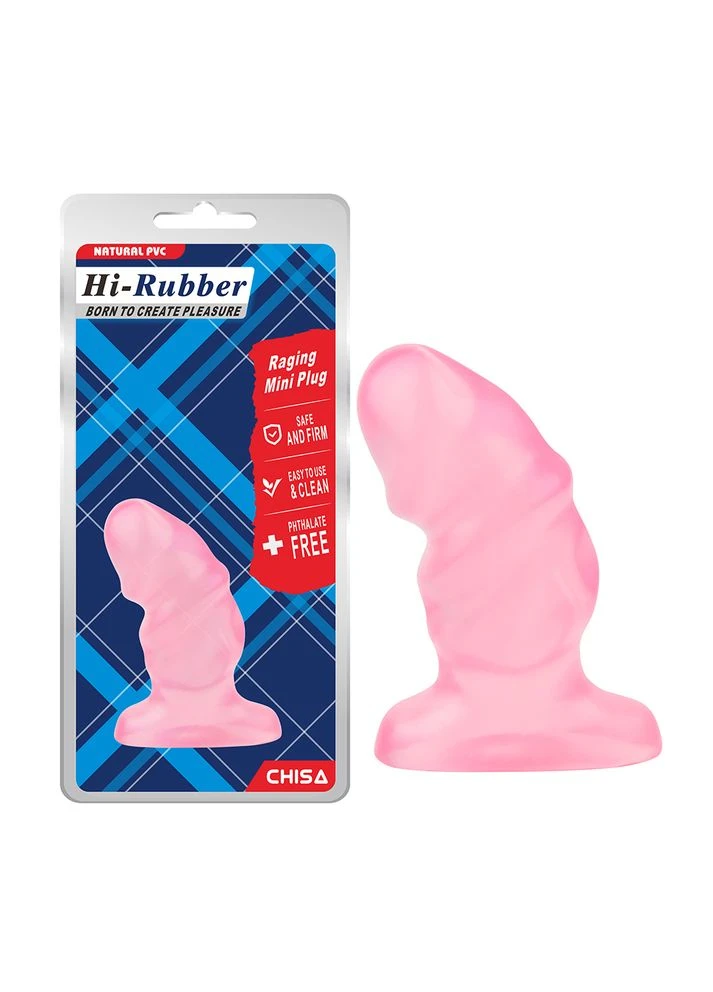 Рифлена анальна пробка Hi-Rubber Raging Mini Plug, рожева Chisa (347312540)