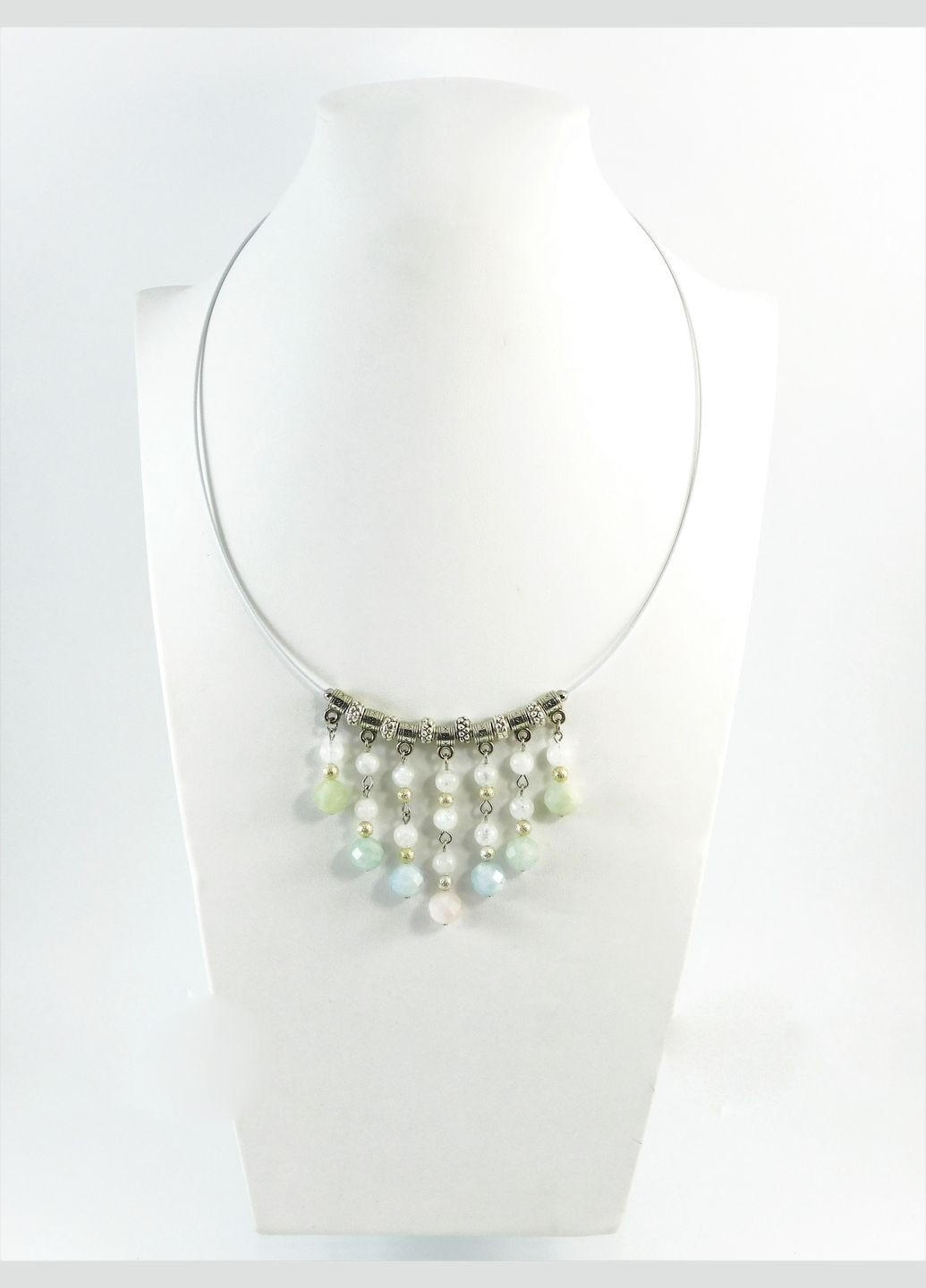 Бусы "Аристократка" Морганит, Адуляр Fursa fashion (322605432)