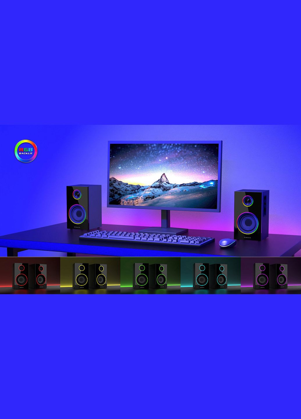 Колонки 2.0 S-410 black (12 Вт, Bluetooth, подсветка) Real-El (333824458)