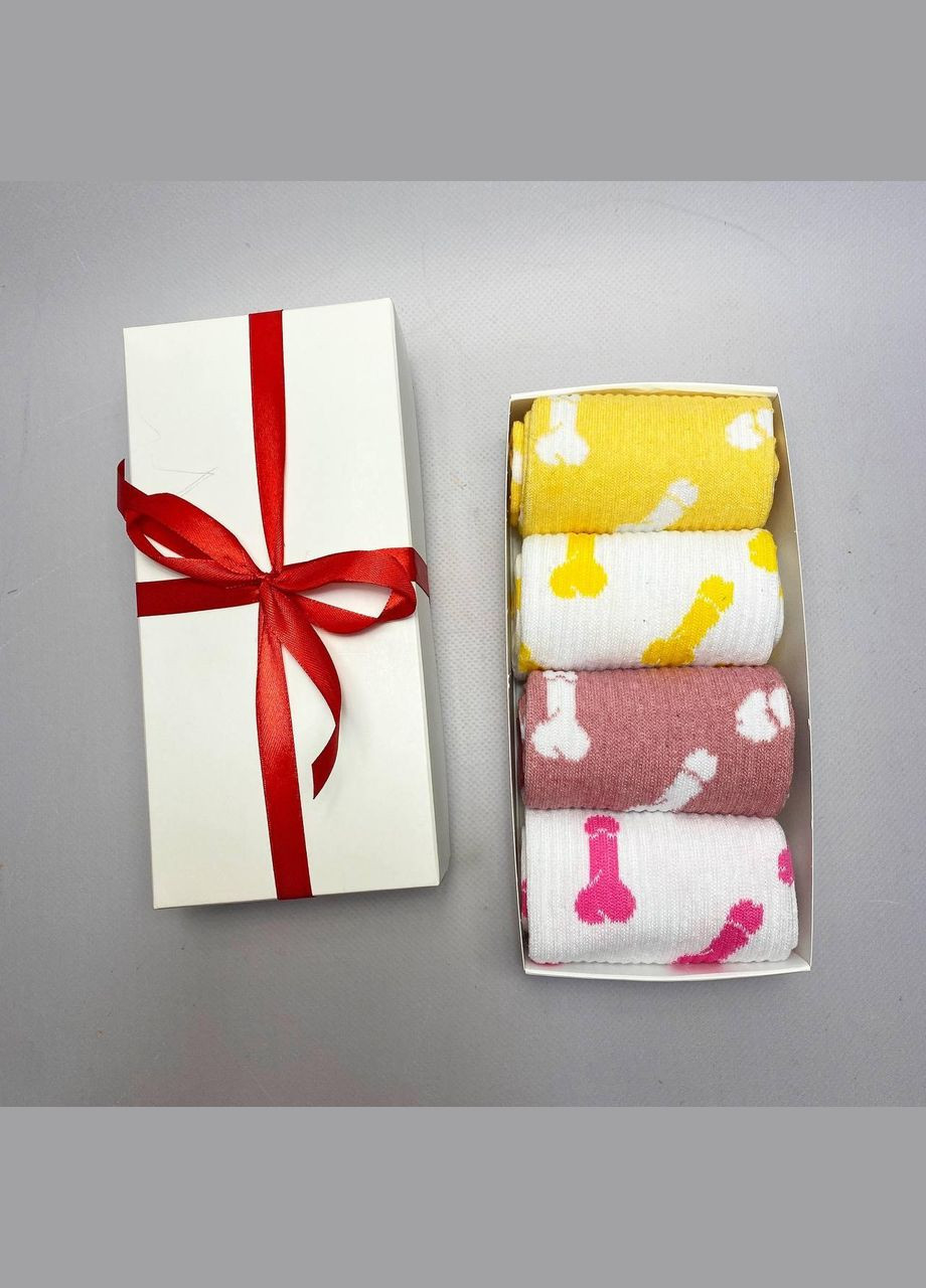 Комбинированные бокс женских высоких носков 36-41 на 4 пары в подарочной коробке Vakko (308201801)