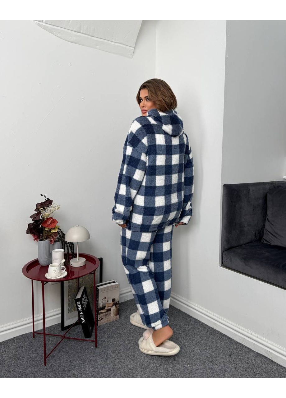 Синя піжама жіноча тепла махрова . парні піжами No Brand