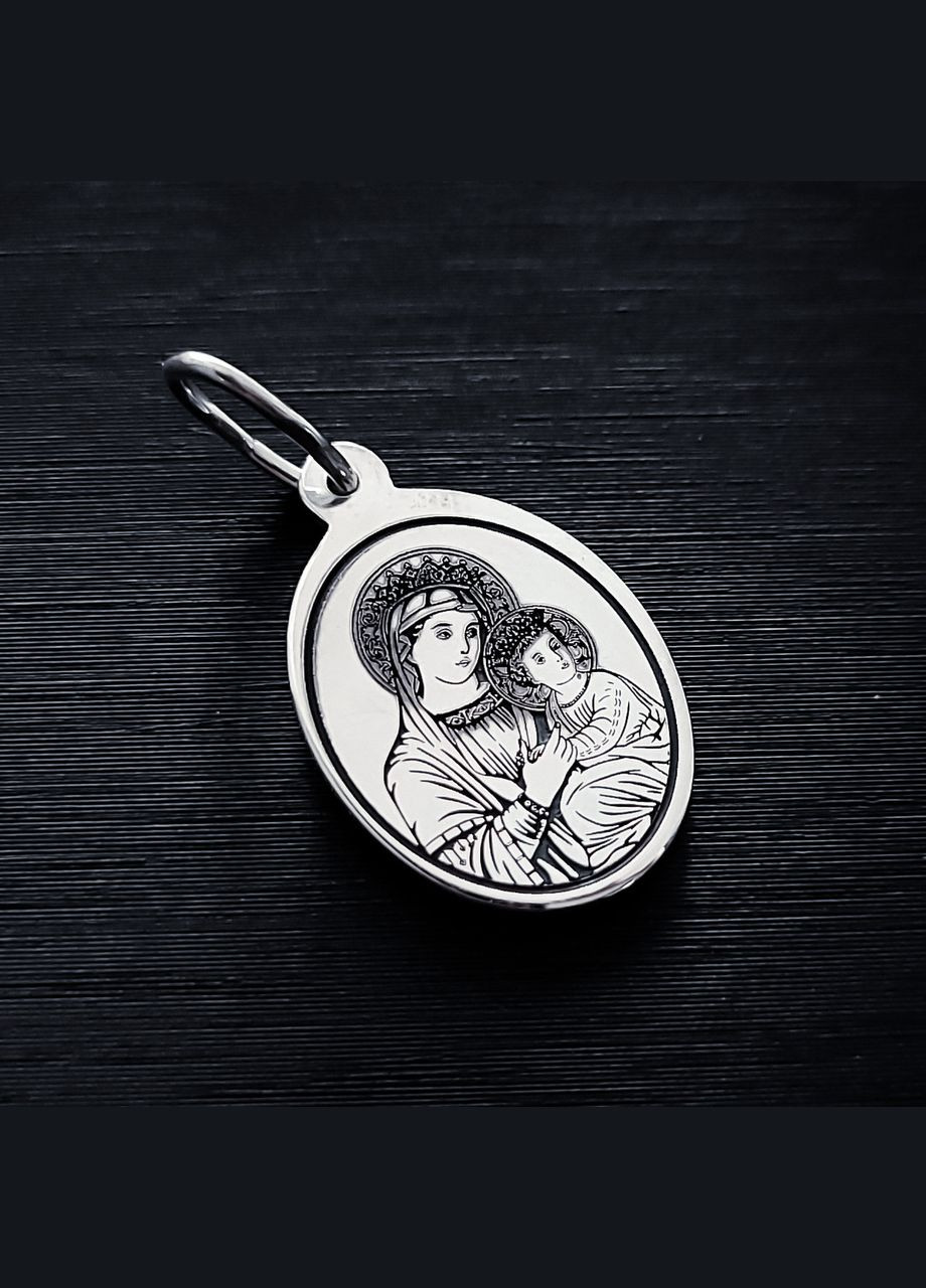 Срібна ікона з молитвою Отче наш. Срібний підвіс ладанка маленький овал 16×13 мм арт.41201 No Brand (301537926)